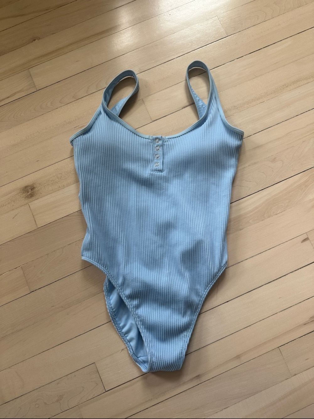 Light Blue Ribbed One-Piece Bodysuit